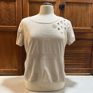 Elegant Cream Short Sleeve Top